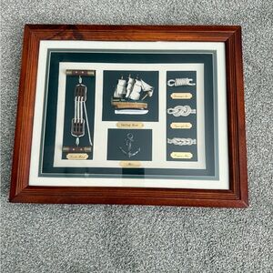 Nautical Framed Wall Art with Brown Frame